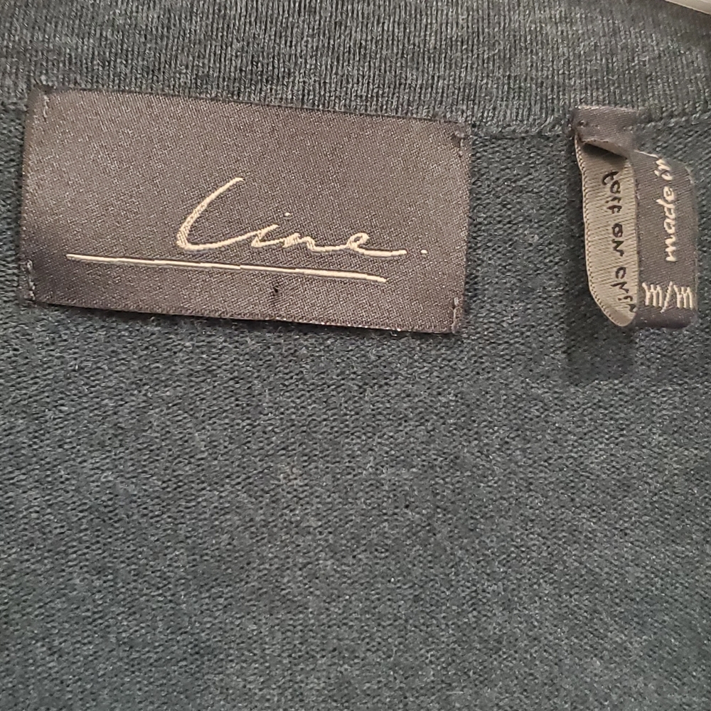 Blended Cashmere Open Cardigan Muted Deep Teal Pleats & Ruffles Hi Lo Cozy Boho - Picture 5 of 6